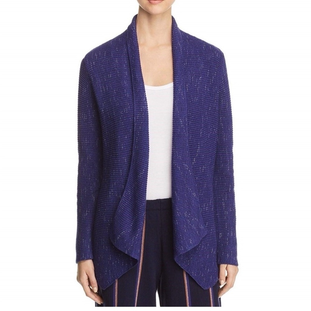 NIC+ZOE Pixel Pop Open Front Cardigan Electric Blue